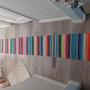 Mexican Santa Fe Colorful STRIPED table Runner 104" X 13 Cinco de mayo Serape